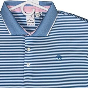 Puma Arnold Palmer XXL Golf Polo Shirt Blue Striped UPF 40‎ Moisture Wicking